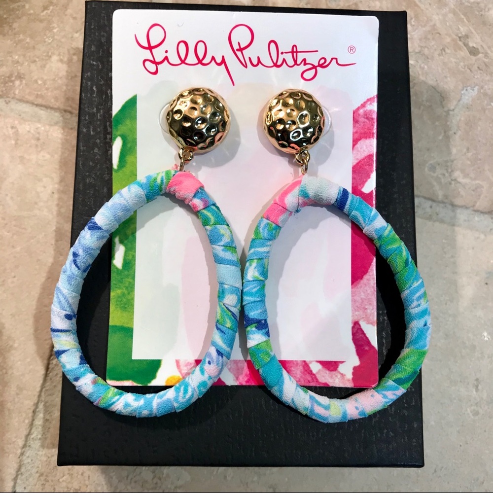 New ~ Lilly Pulitzer Floral Hoop Earrings